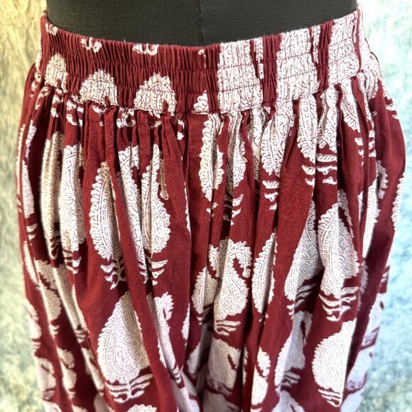 Nayo XL Burgundy & White Paisley Maxi Broom Skirt - Picture 2 of 5